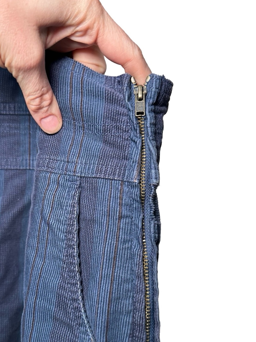 Pilcro Anthropologie Relaxed Corduroy Overalls Size 29 Blue Striped Wide Leg - Picture 8 of 16